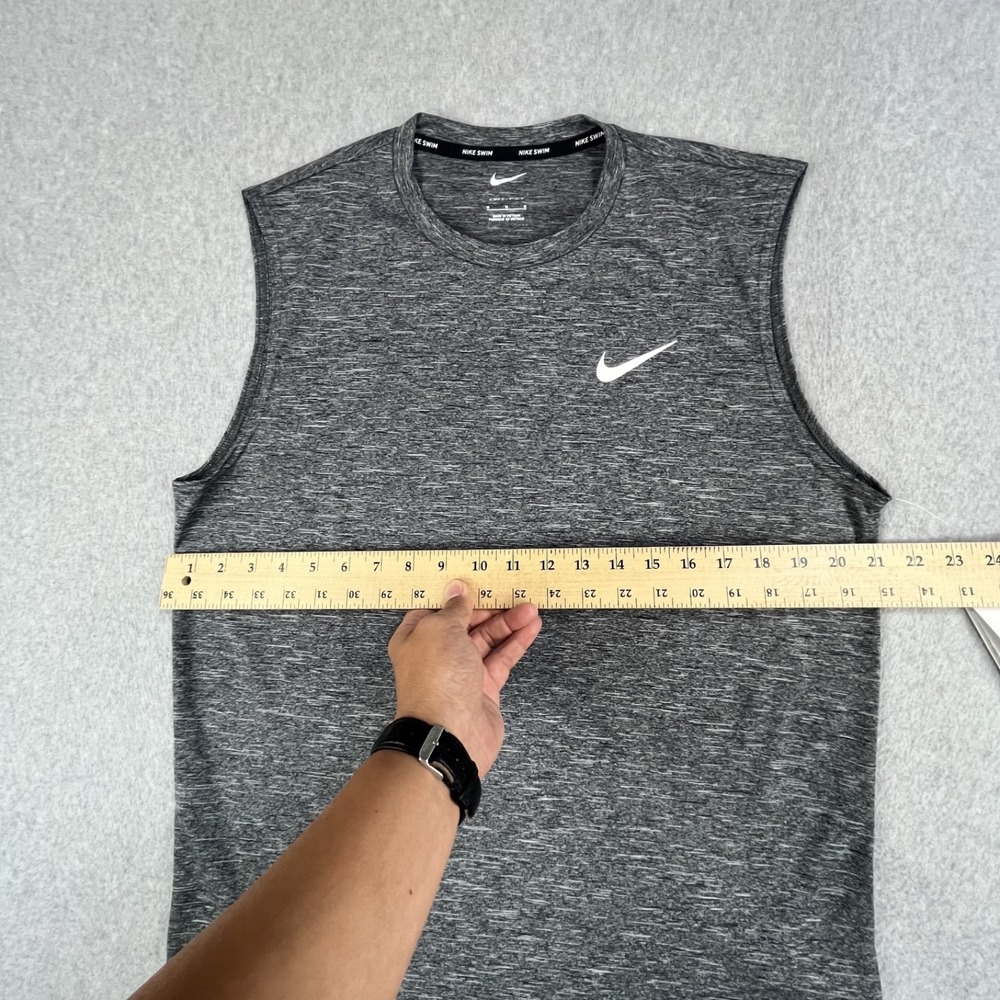 Nike Swim Dri Fit Shirt Mens Medium Gray Sleeveless Active UPF 40 Team $46 - Picture 11 of 14